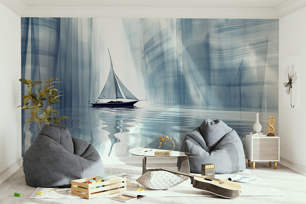 Velero entre paredes azules — interior 2