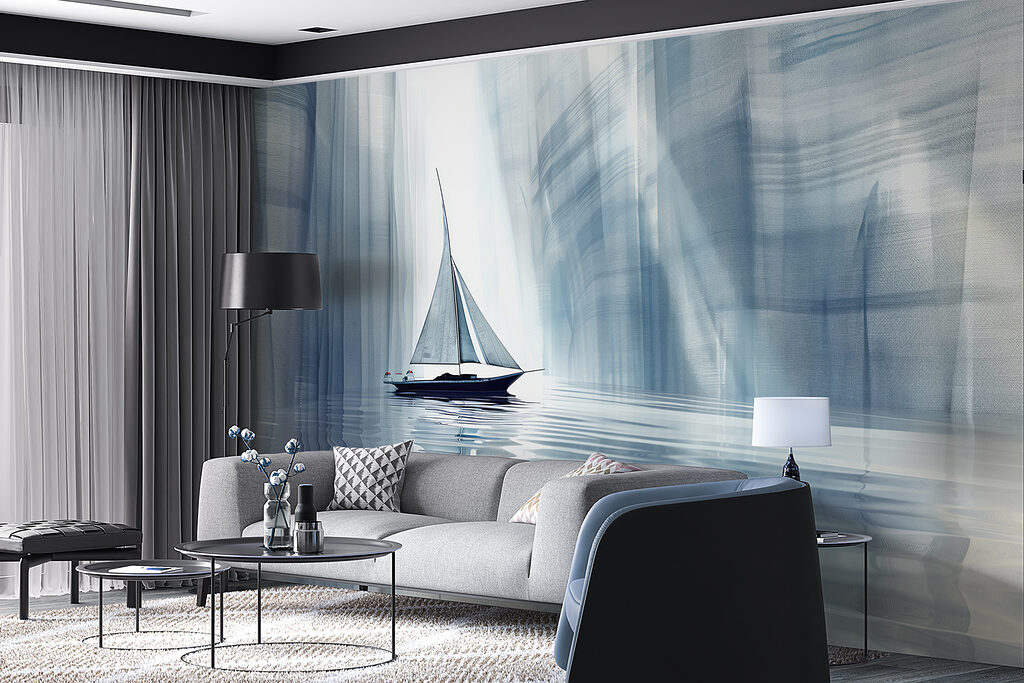 Velero entre paredes azules — interior 3