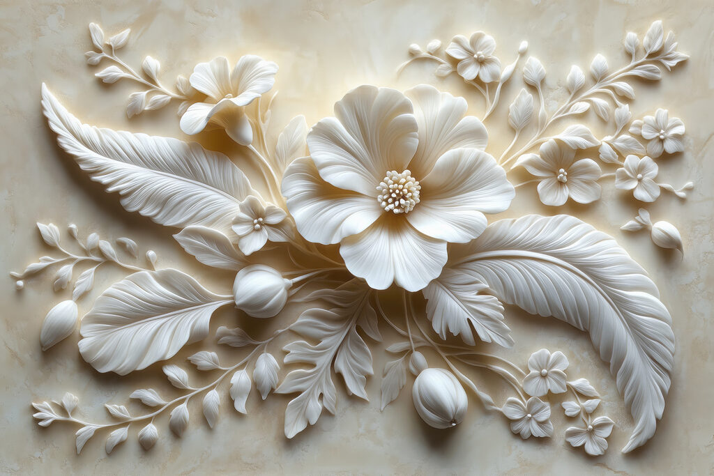 Flores y hojas blancas — diseño completo