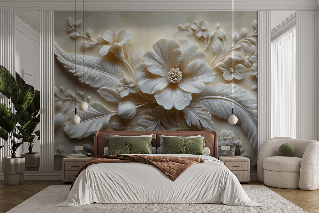 Flores y hojas blancas — interior 1