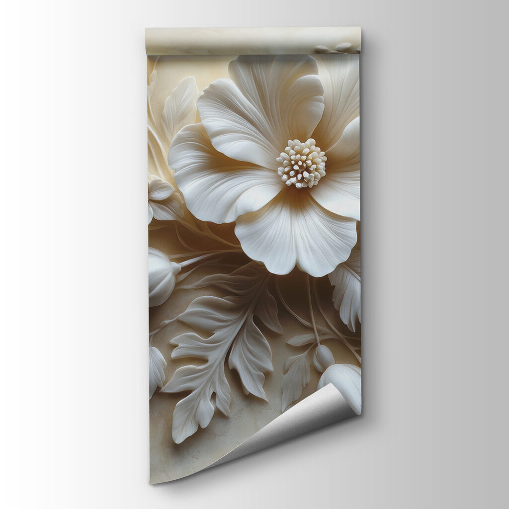 Flores y hojas blancas — vista del producto