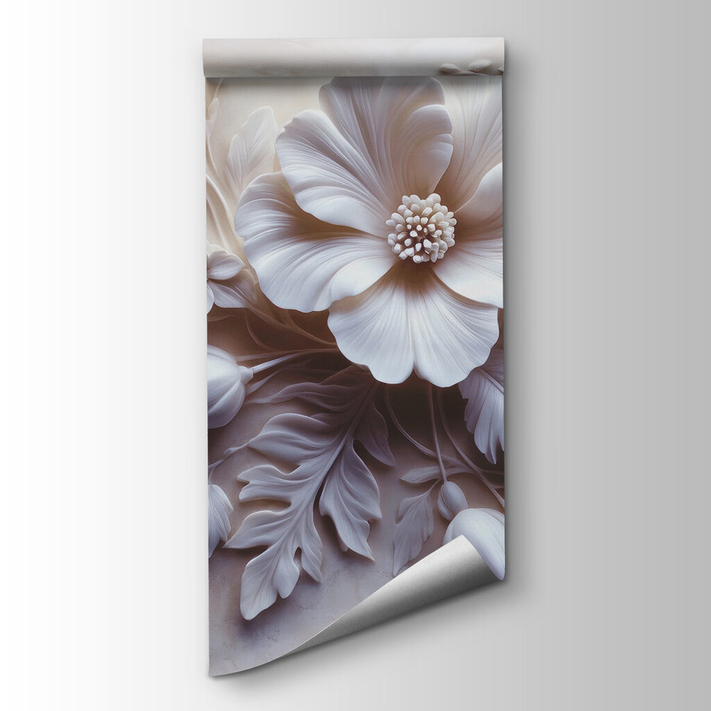 Flores y hojas blancas — vista del producto