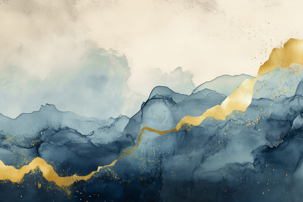 Capas abstractas con oro — diseño completo