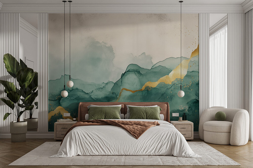 Capas abstractas con oro en un interior