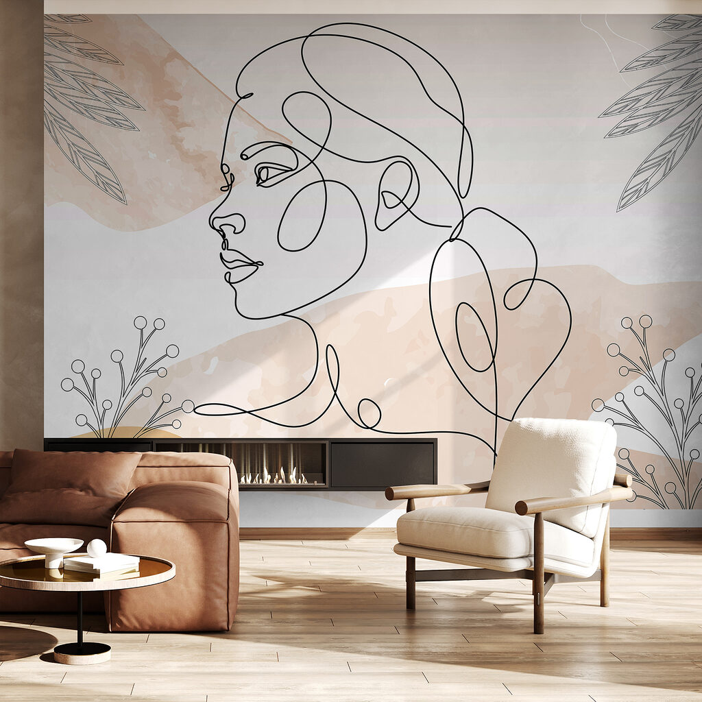 Perfil femenino en líneas — interior 1