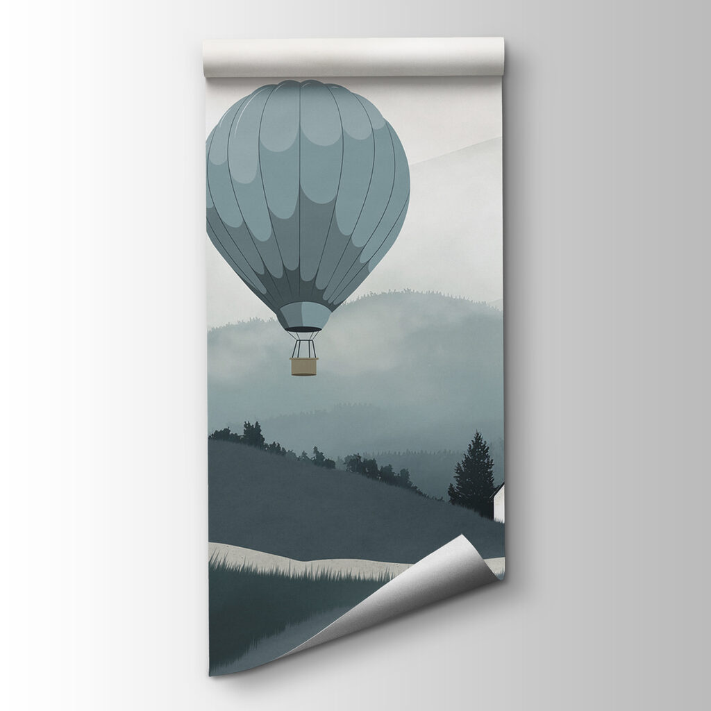 Globos aerostáticos sobre colinas — vista del producto
