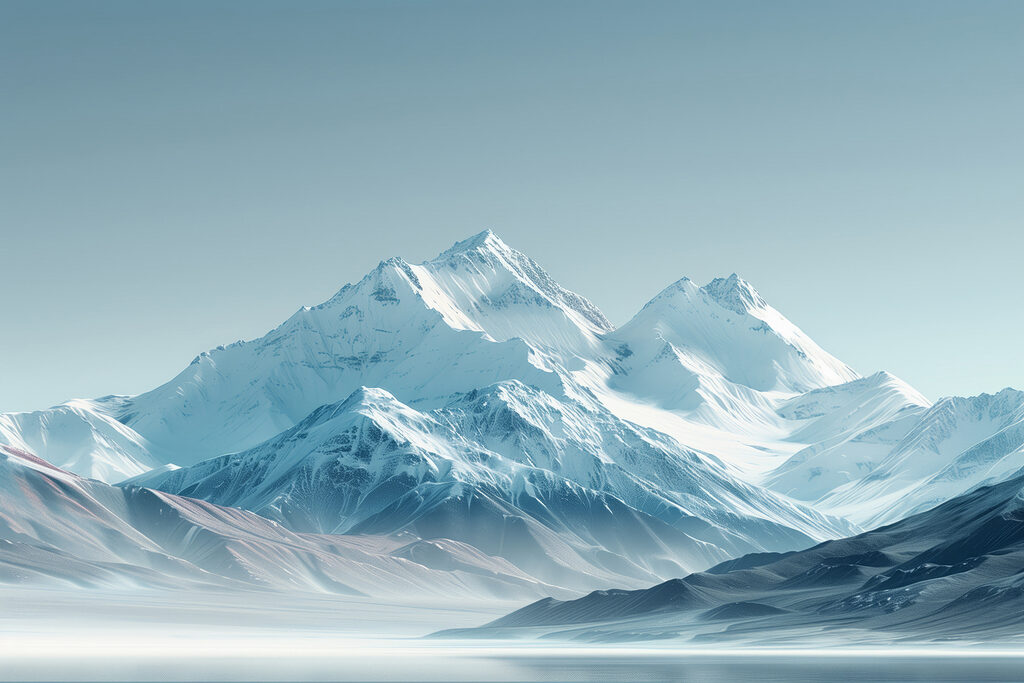 Montañas nevadas en azul — diseño completo