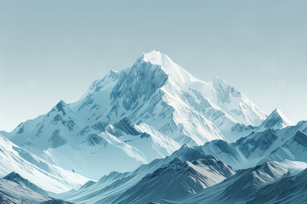 Pico nevado gris azulado — diseño completo