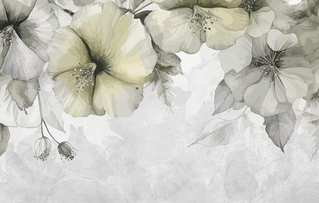 Flores colgantes translúcidas — diseño completo