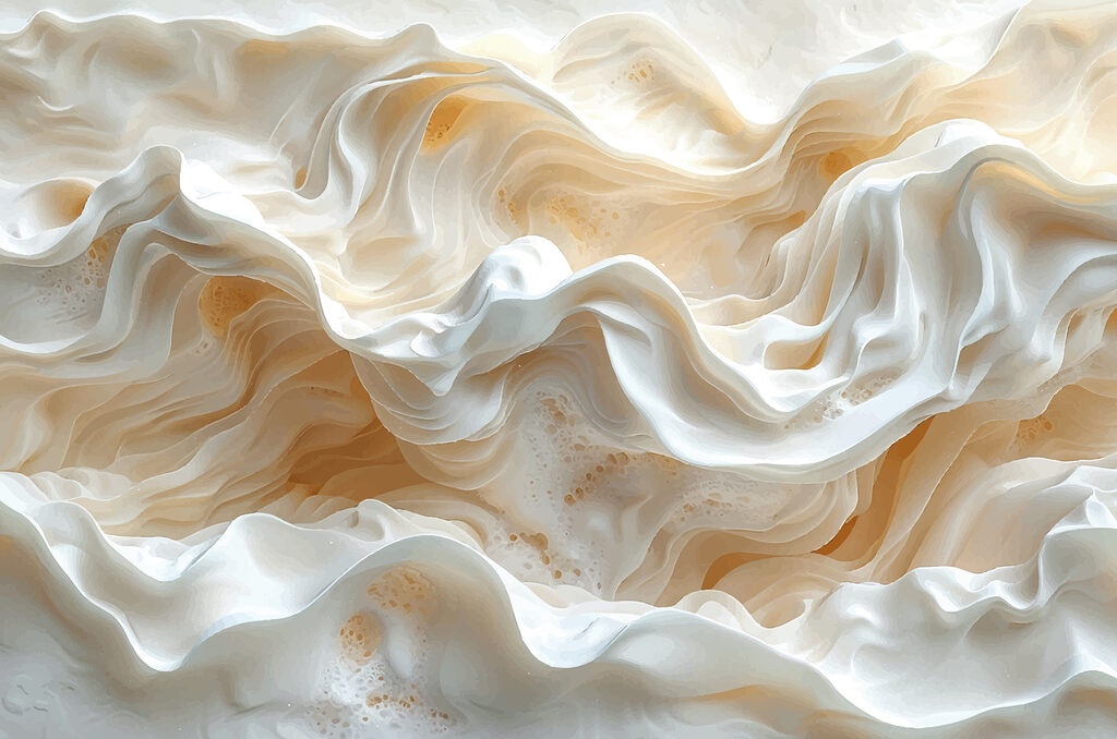 Pliegues crema iluminados — diseño completo