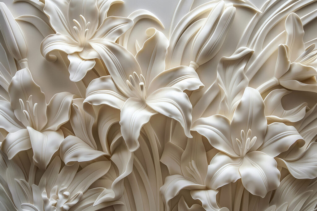 Flores blancas con sombras — diseño completo