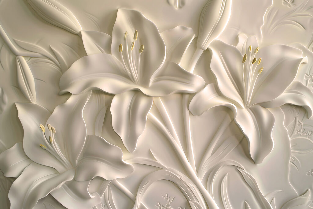 Lirios en relieve — diseño completo