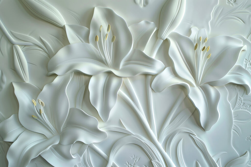 Lirios en relieve — diseño completo
