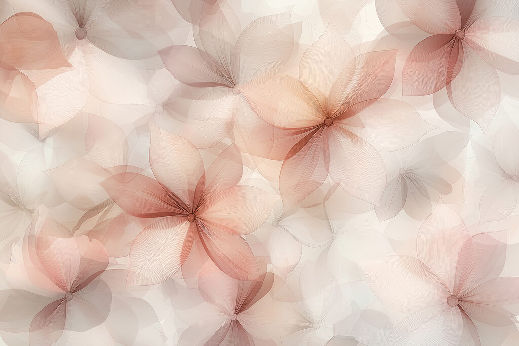 Flores translúcidas superpuestas — diseño completo