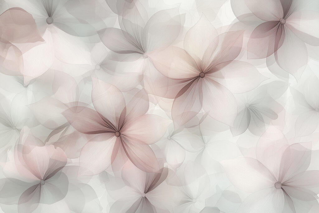 Flores translúcidas superpuestas — diseño completo