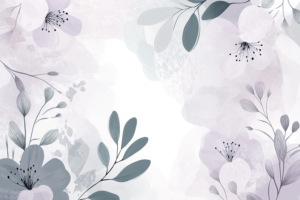 Flores lilas en acuarela — diseño completo