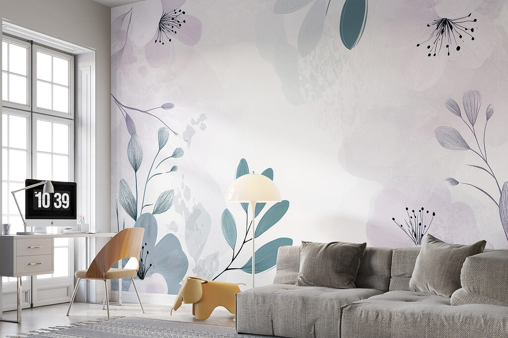 Flores lilas en acuarela — interior 1