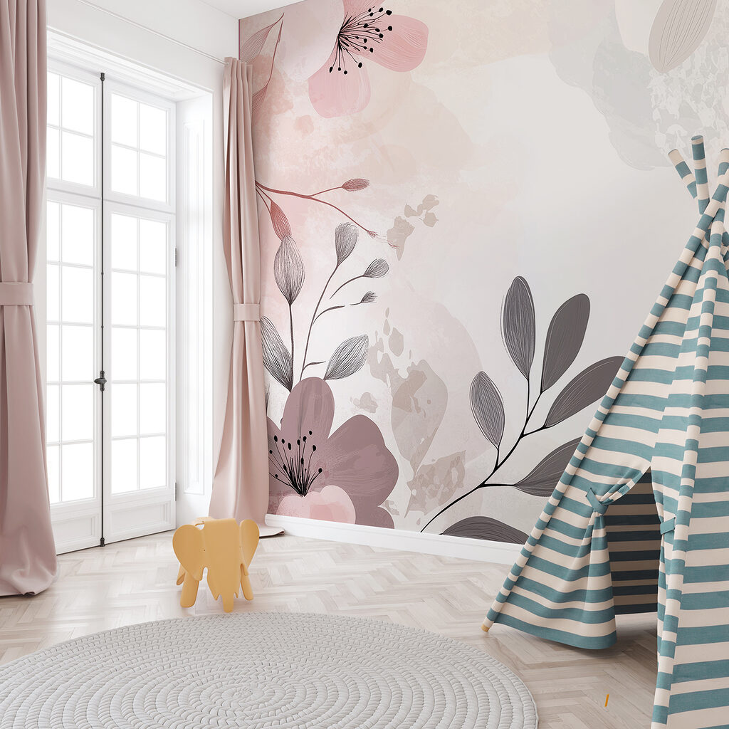 Flores lilas en acuarela — interior 1