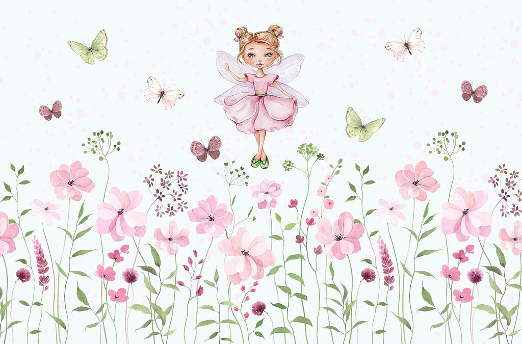 Hada sobre flores silvestres — diseño completo