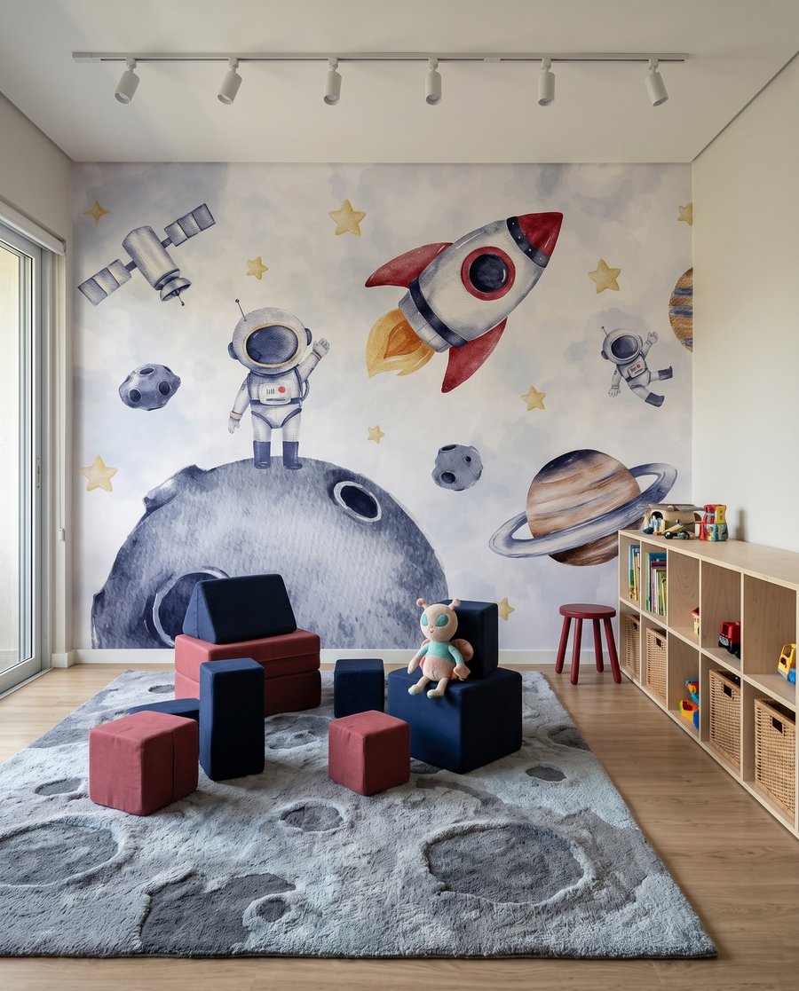 Astronauta en la luna en un interior