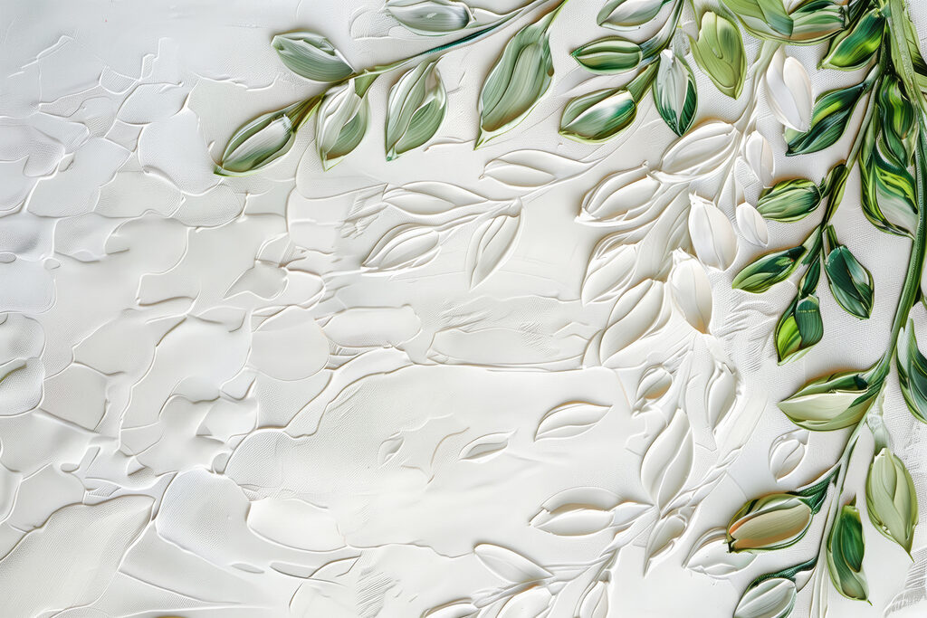 Hojas verdes en relieve — diseño completo