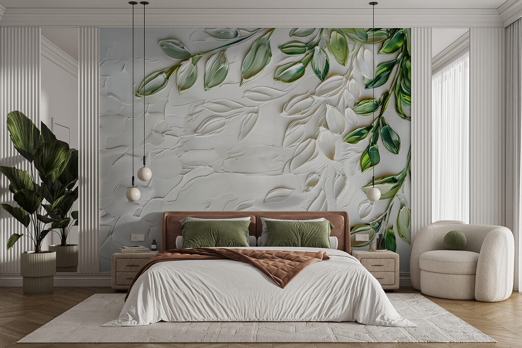 Hojas verdes en relieve — interior 2