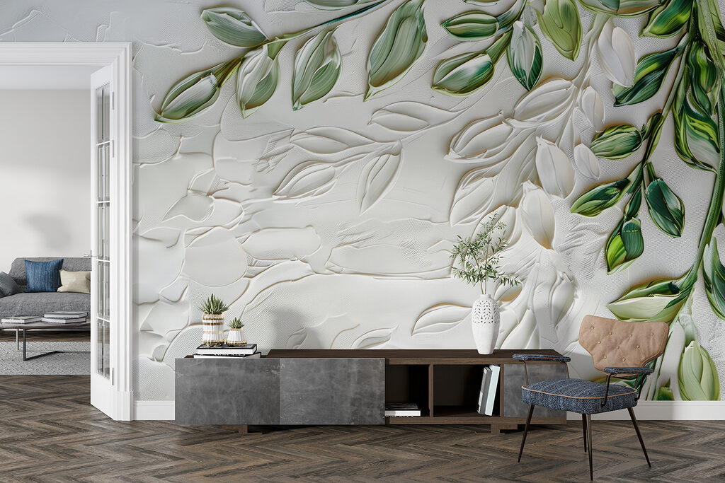 Hojas verdes en relieve — interior 4