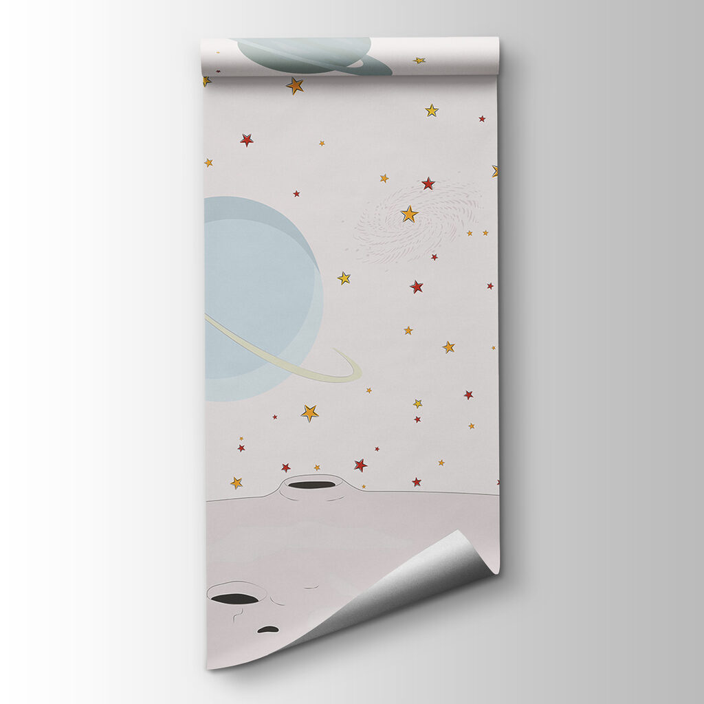 Astronautas entre figuras pastel — vista del producto