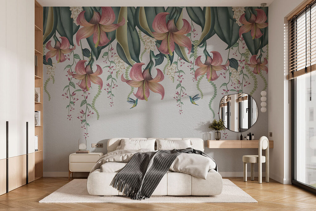 Flores colgantes entre hojas — interior 3