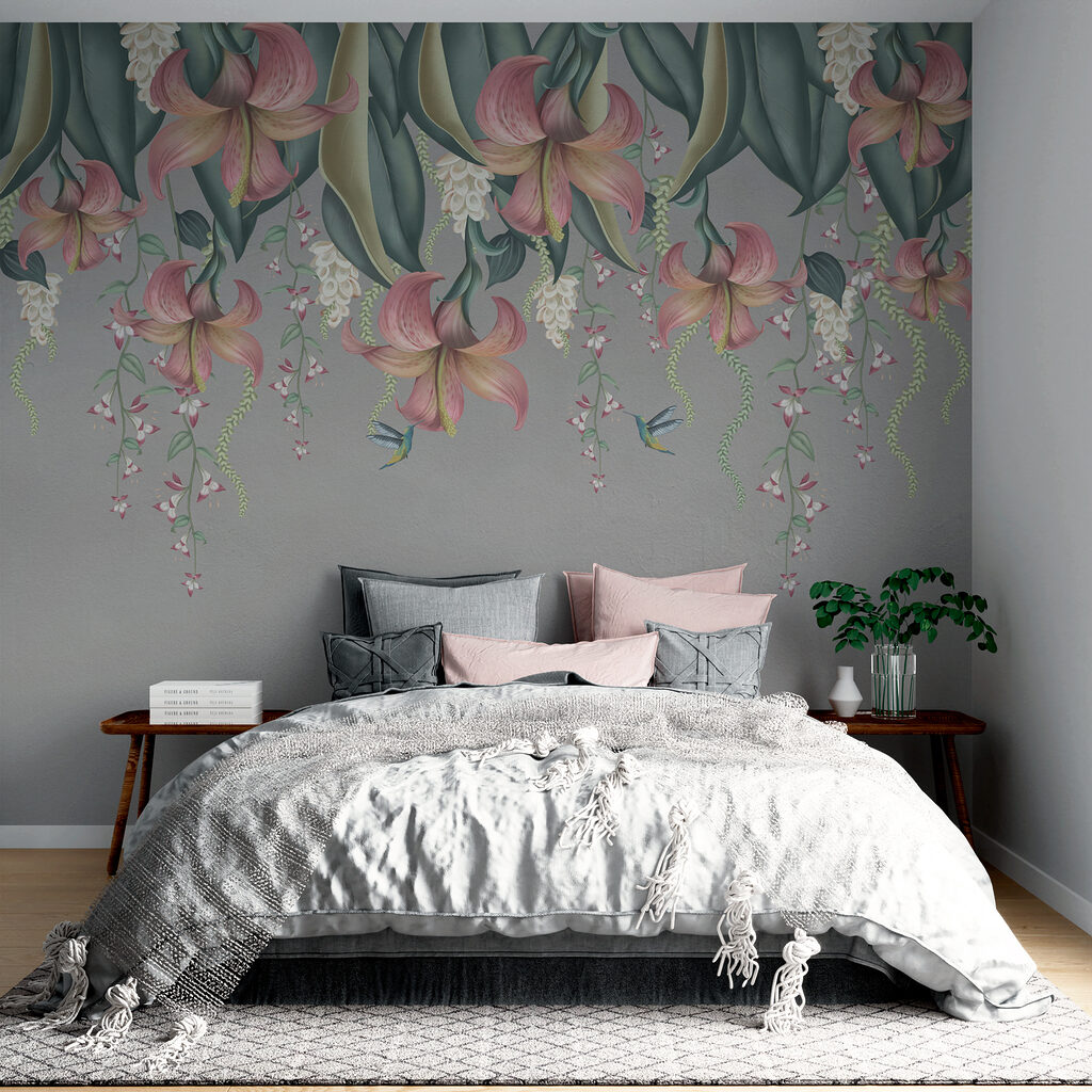 Flores colgantes entre hojas — interior 1