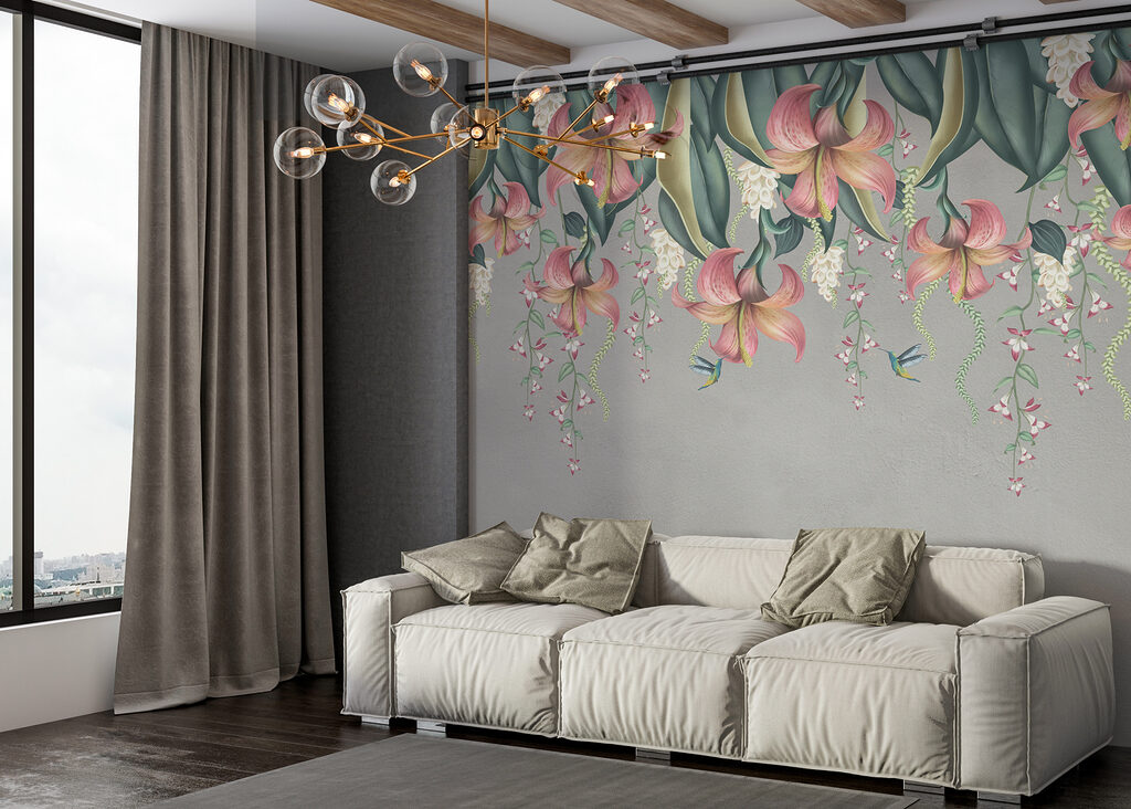 Flores colgantes entre hojas — interior 2