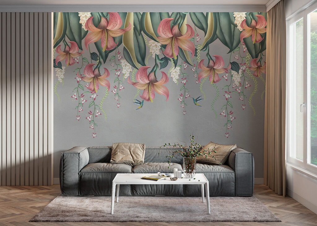 Flores colgantes entre hojas — interior 3