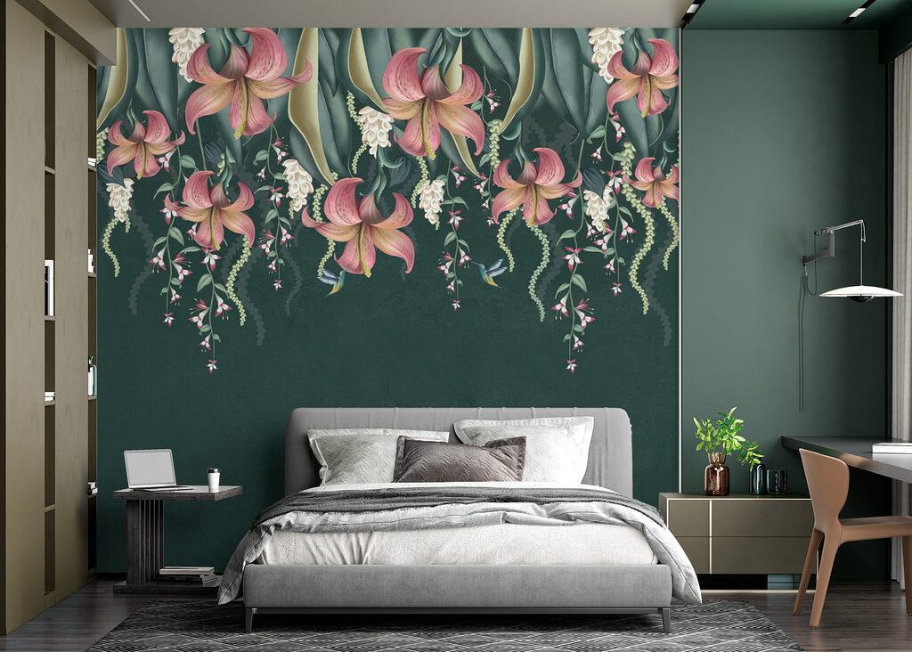 Flores colgantes entre hojas — interior 2