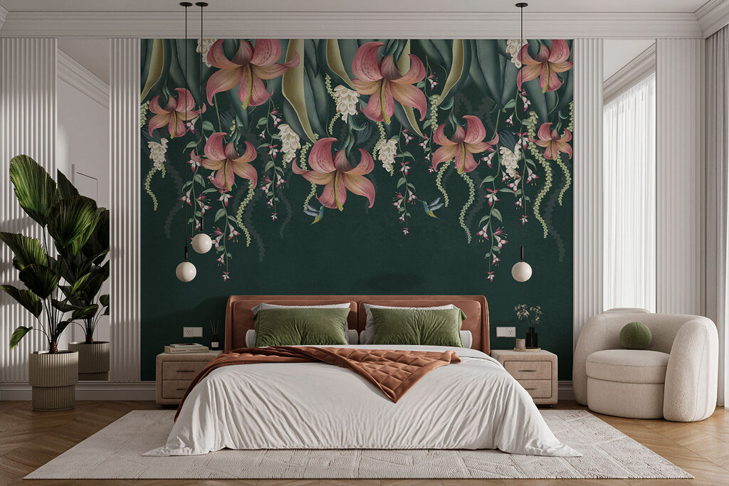 Flores colgantes entre hojas — interior 3
