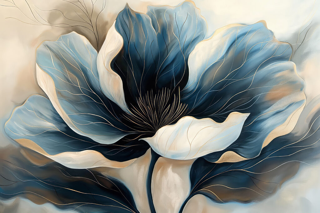 Flor azul y crema — diseño completo