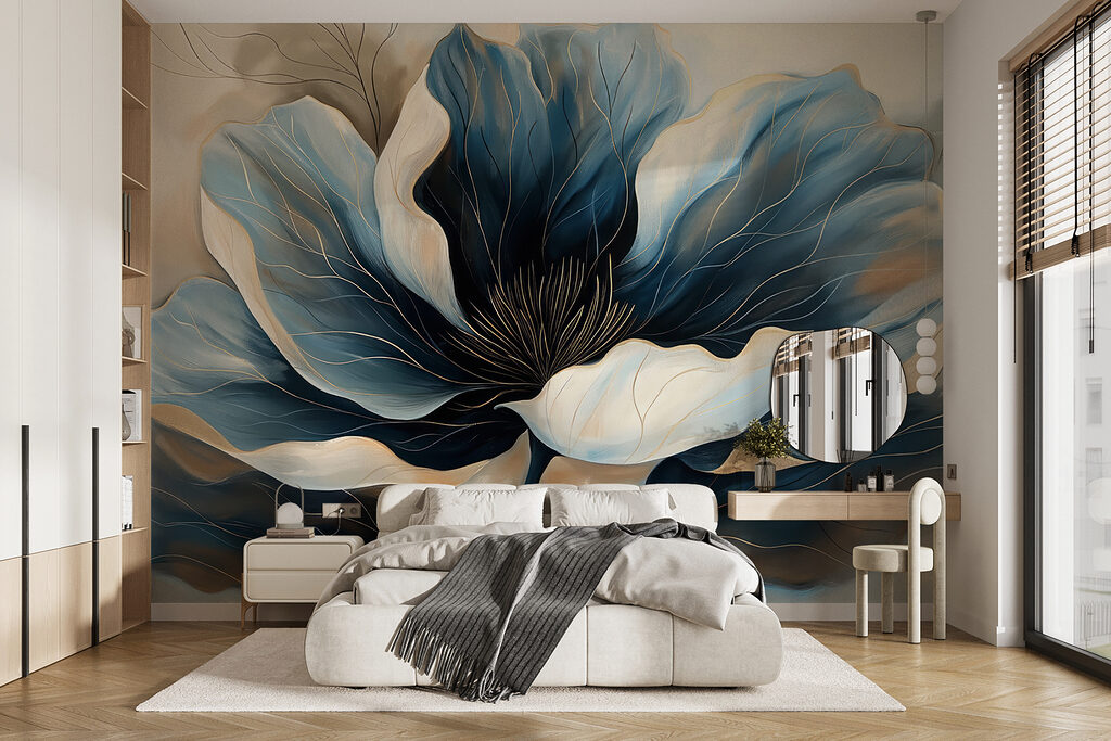 Flor azul y crema — interior 1