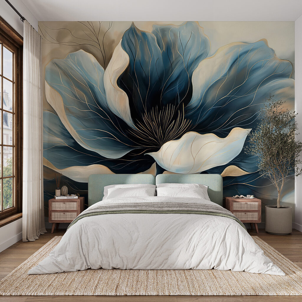 Flor azul y crema — interior 2