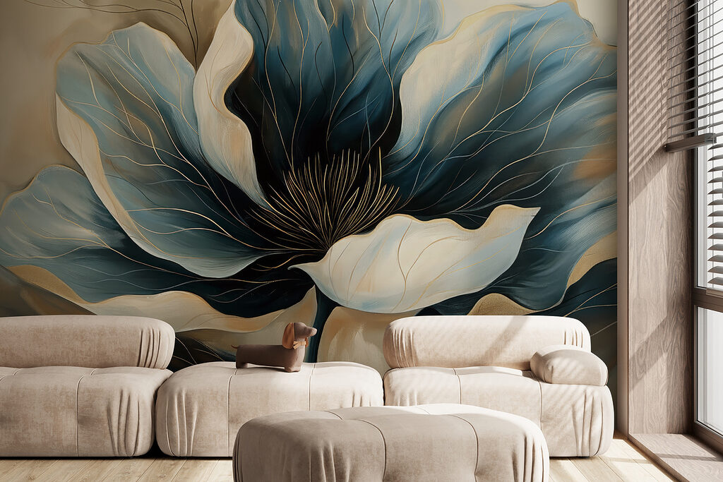 Flor azul y crema — interior 3