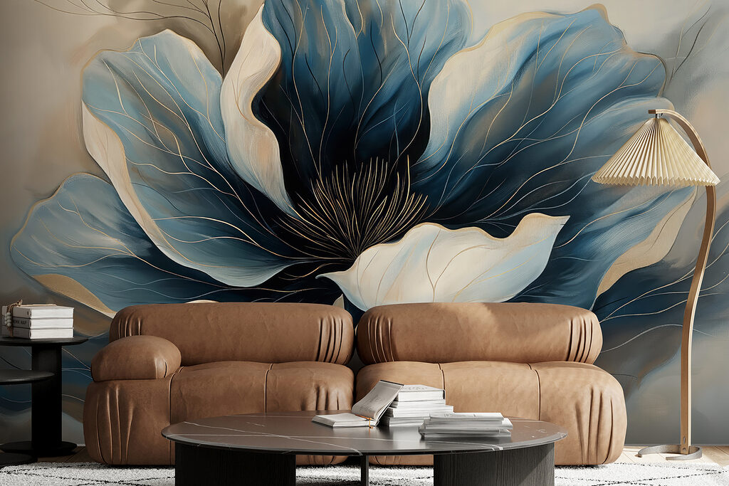 Flor azul y crema — interior 4