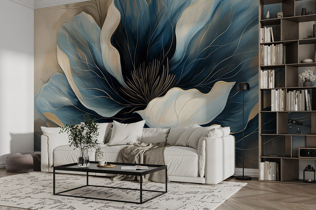 Flor azul y crema — interior 5