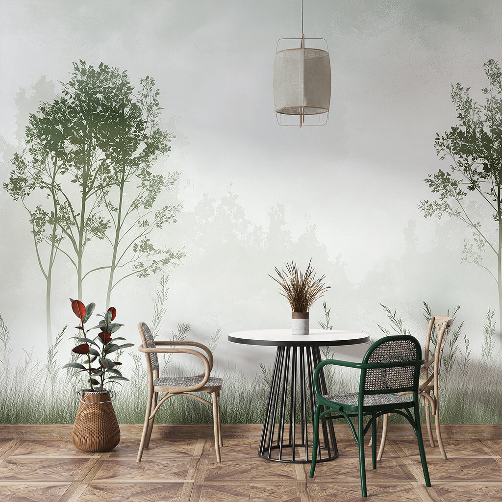 Dos árboles sobre hierba — interior 3
