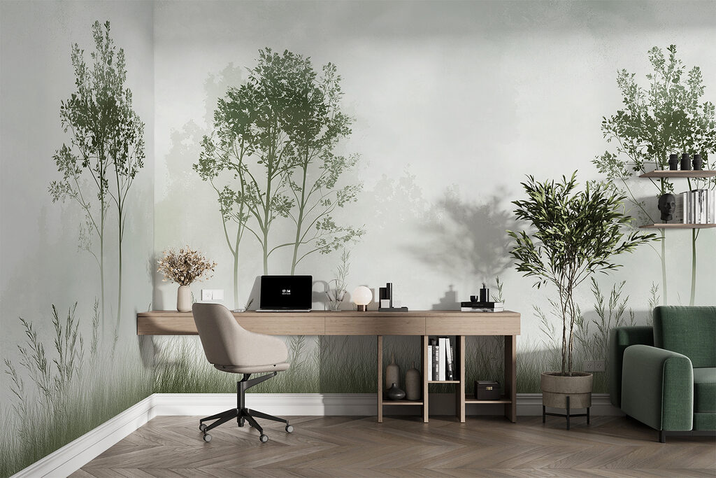 Dos árboles sobre hierba — interior 4