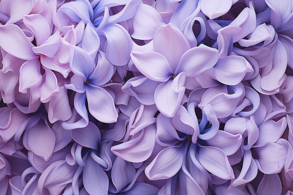 Flores rizadas en lila — diseño completo