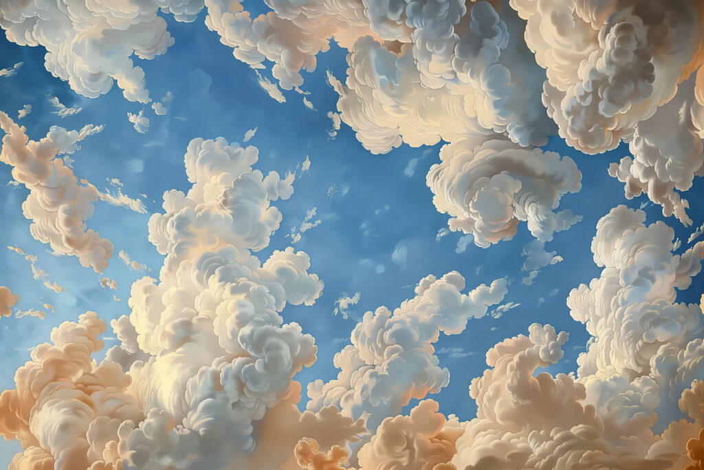 Cielo rodeado de nubes — diseño completo