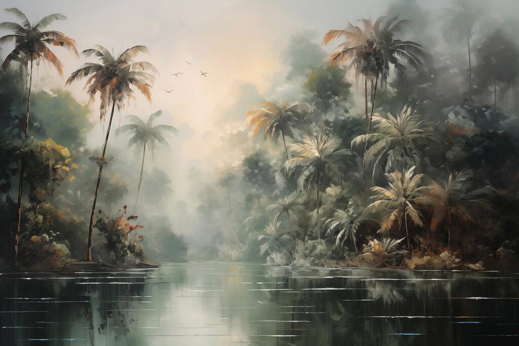 Palmeras junto al agua — diseño completo