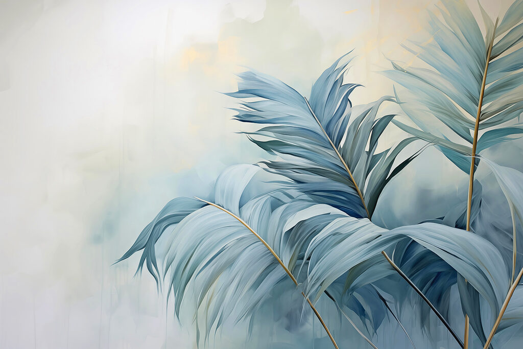 Hojas de palmera azules — diseño completo