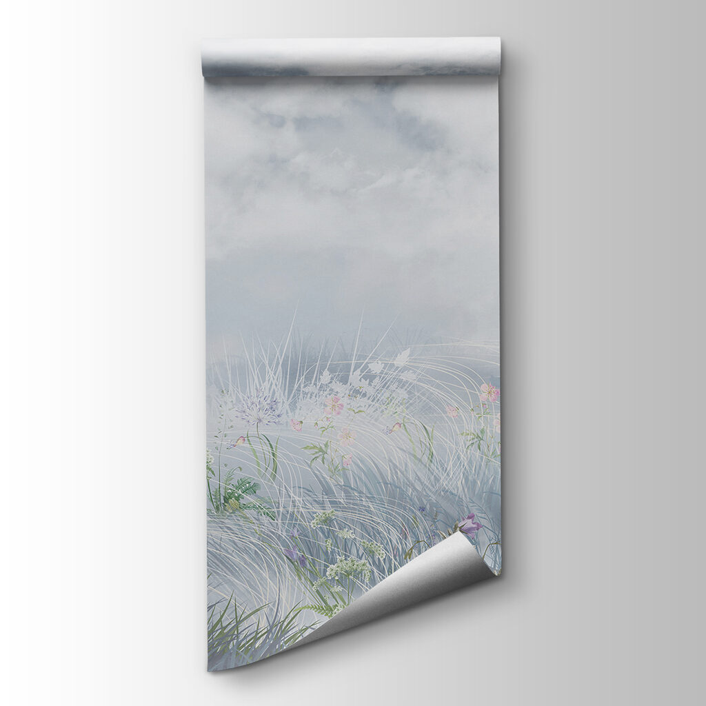 Pradera florida bajo nubes — vista del producto