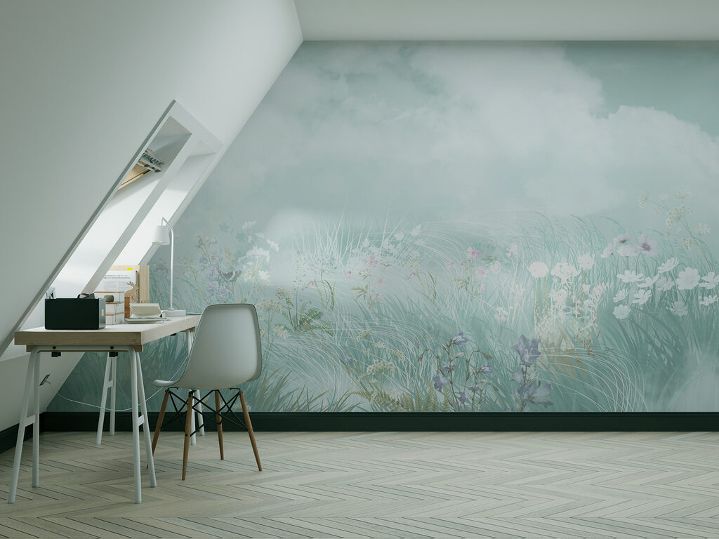 Pradera florida bajo nubes — interior 1