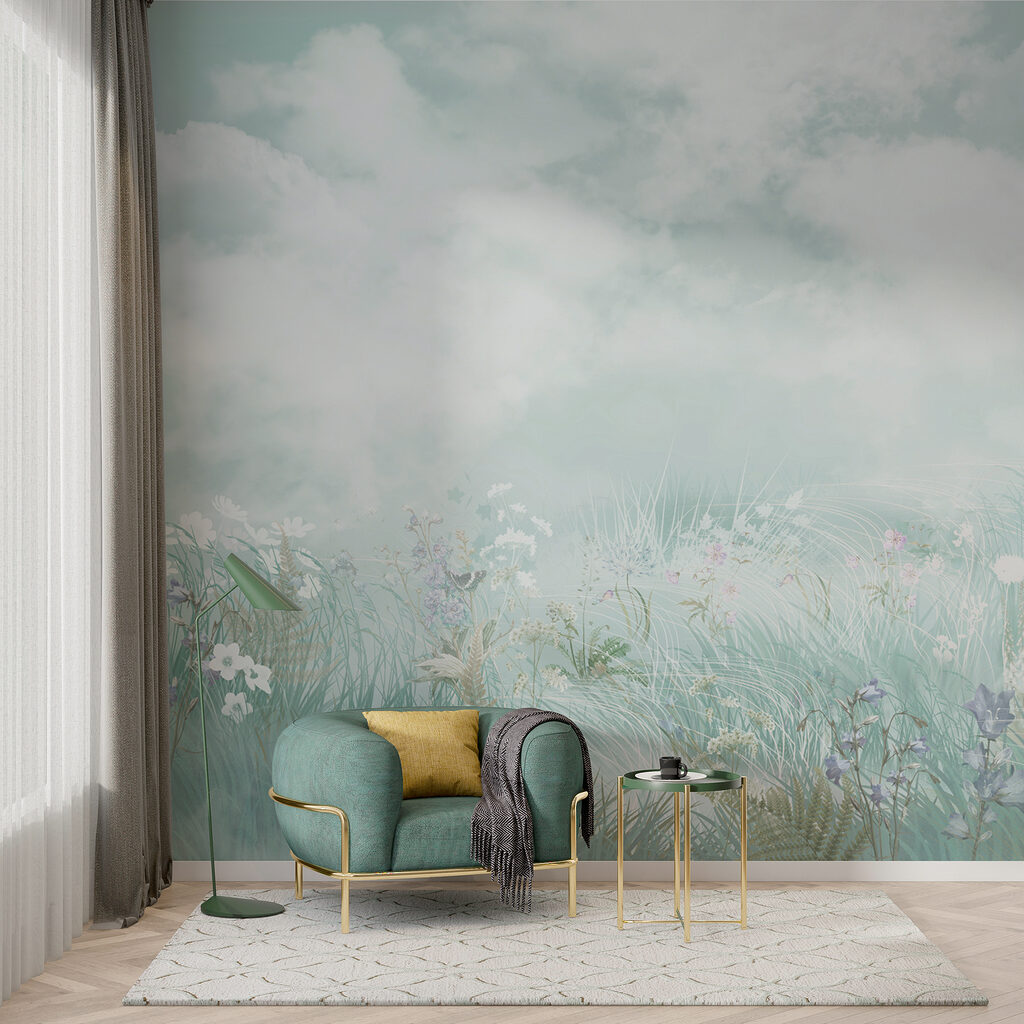 Pradera florida bajo nubes — interior 3
