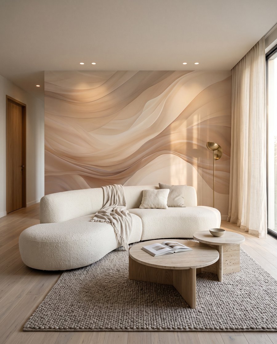 Pliegues suaves como tela en un interior